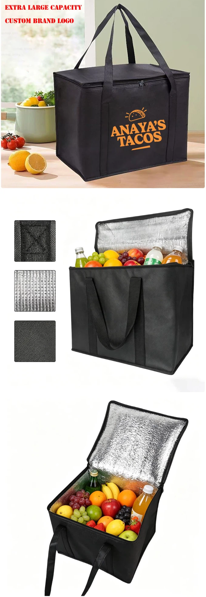 OEM insulated picnic cooler bag manufacturer with aluminum foil lining and zipper closure OEM insulated picnic cooler bag manufacturer with aluminum foil lining and zipper closure